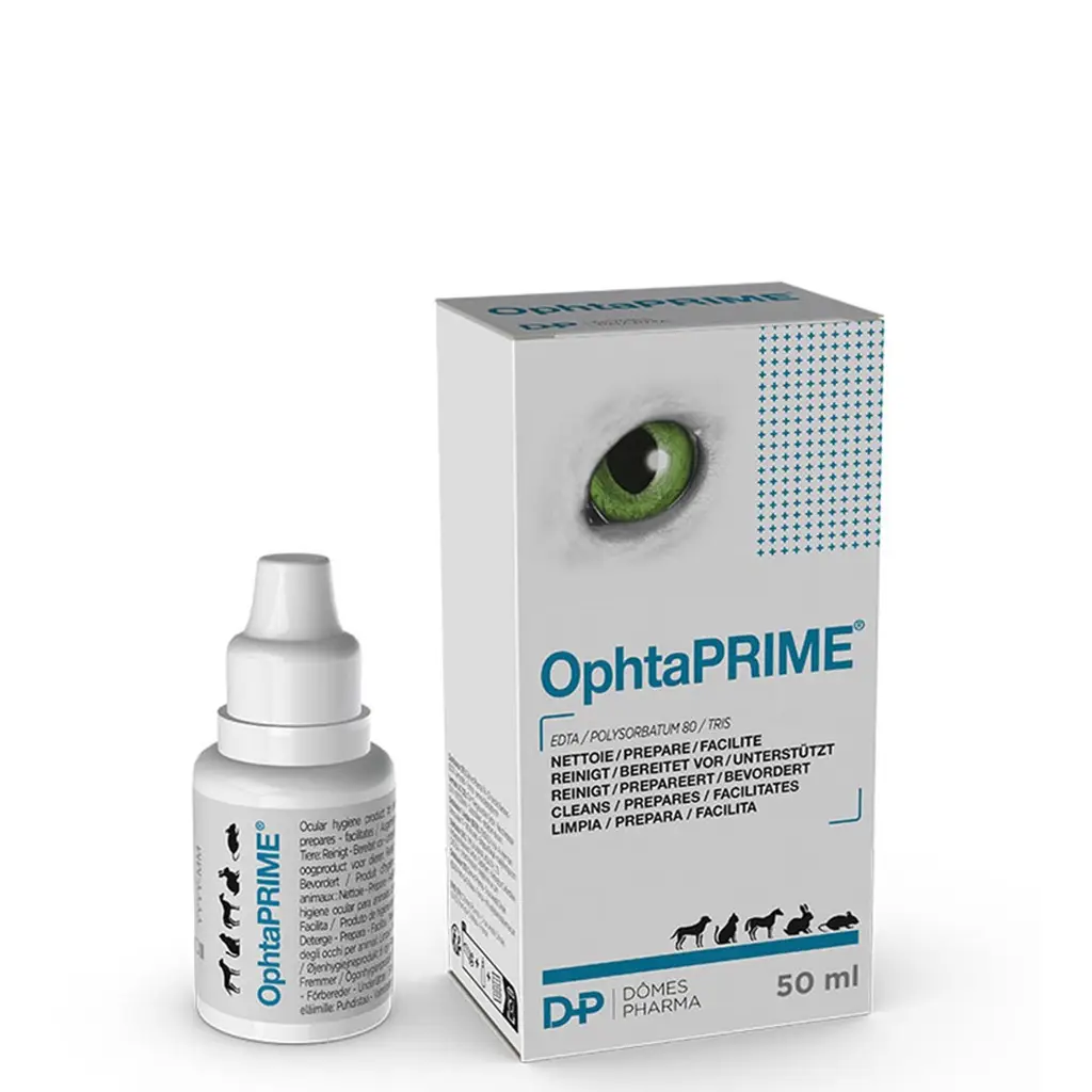 OphtaPRIME 50 ml præparerende øjendråber til hund og kat mod biofilm